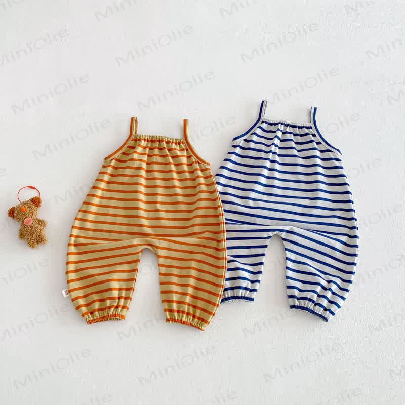 Baby Toddler Stripe Bear Bow Overalls - image 2