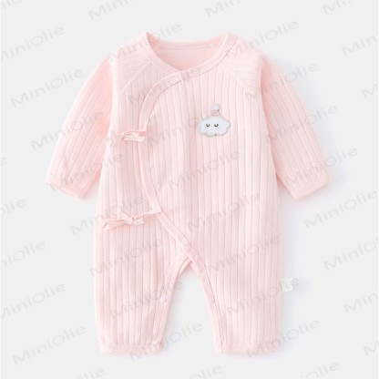 Baby Cartoon Cloud Solid Color Newborn Pajamas Romper - Pink - 3-6M - image 2