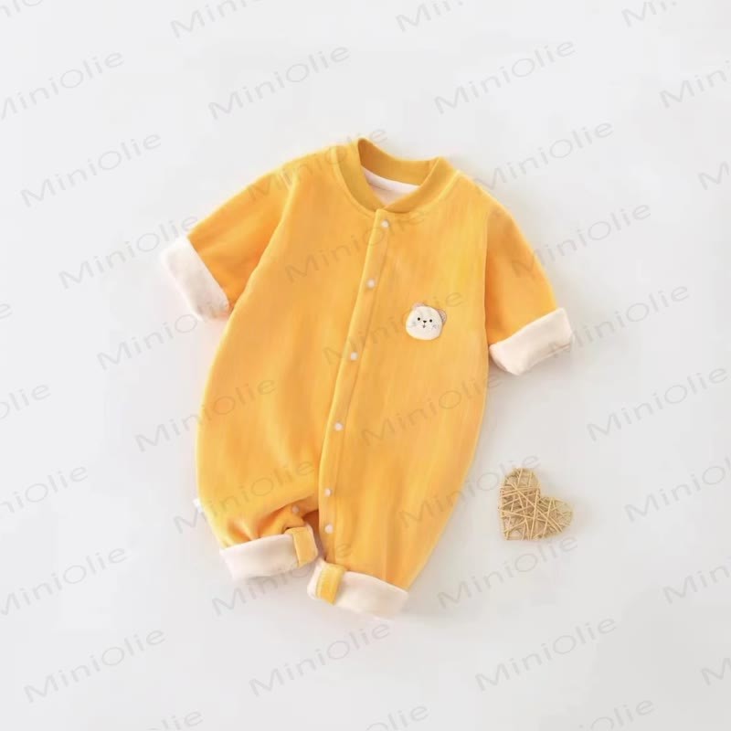 Baby Cartoon Little White Bear Yellow Newborn Pajamas Romper - Yellow - 18-24M - image 1