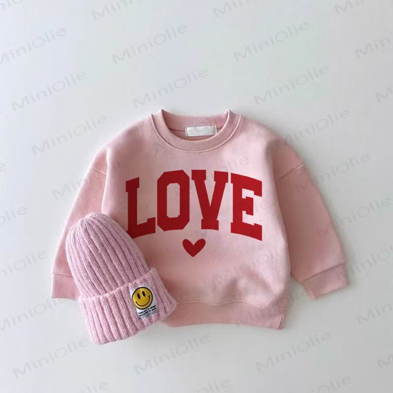 LOVE Baby Pink Girl Sweatshirt - Pink - 2-3T - image 1