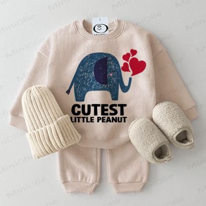 CUTEST LITTLE PEANUT Baby ELephant Love Beige 2-piece Set - Beige - 2-3T - image 1