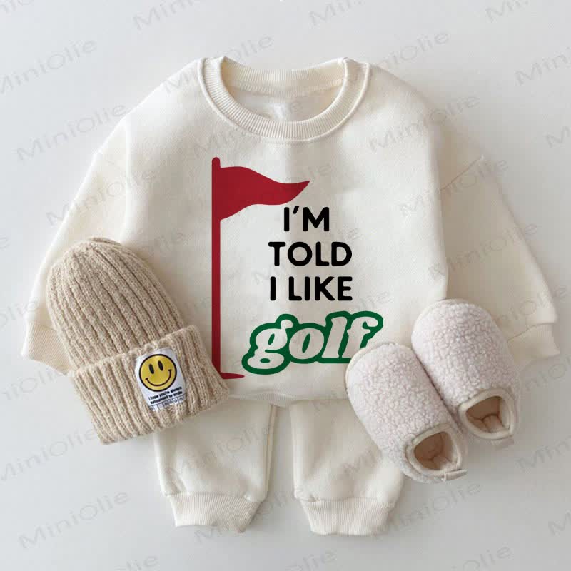 I'M TOLD I LIKE GOLF Baby White Sweatshirt 2-piece Set - White - 2-3T - image 1