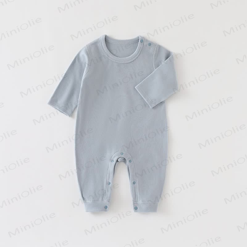 Baby Solid Color Newborn Pajamas Warm Romper - Gray Blue - 18-24M - image 2