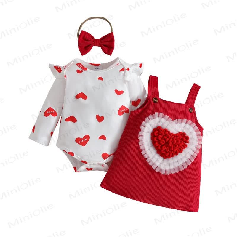 LOVE Baby Girl Bodysuit & Sleeveless Mesh Cord Dress - image 3