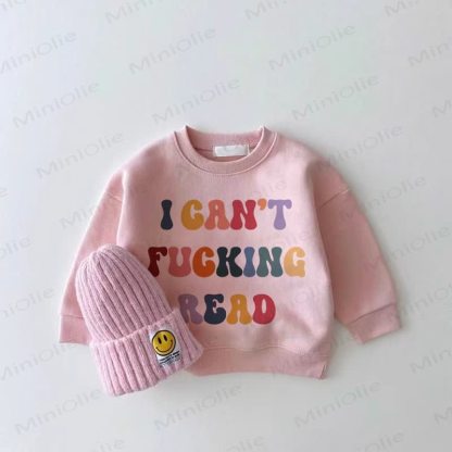 I CAN'T FUCKING READ Baby Pink Girl Sweatshirt - Pink - 2-3T - image 1
