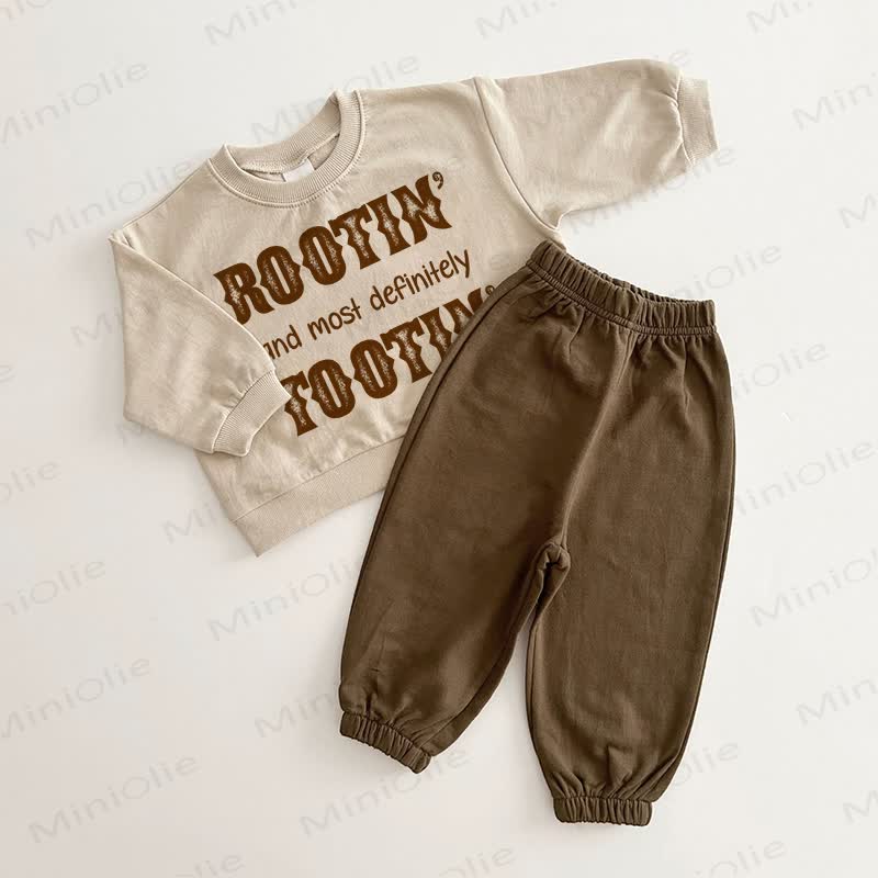 ROOTIN AND MOST DEFINITELY TOOTIN Baby Brown Beige 2-piece Set - Brown Beige - 2-3T - image 1