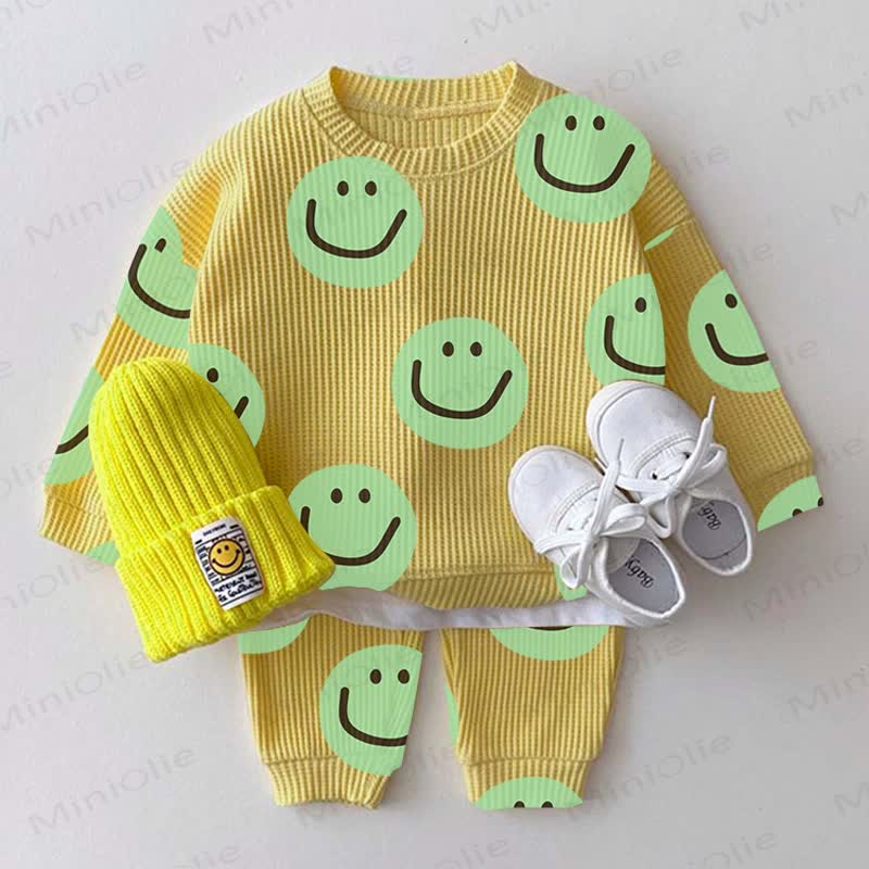 Baby Smiley Yellow Waffle 2-piece Set - Yellow - 2-3T - image 1