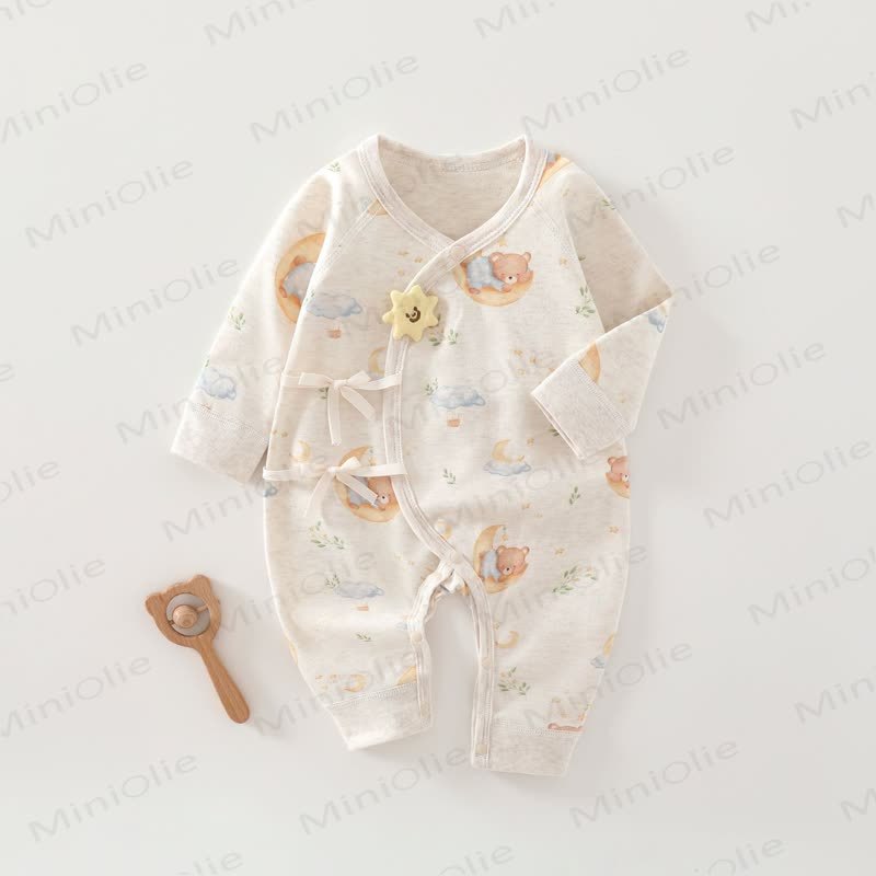 Baby Animal Kimono Pajamas Romper - Moon Bear - 3-6M - image 2