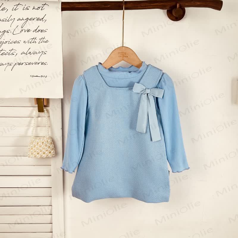 Baby Toddler Girl Bow Solid Color Dress/Top - Dress & Top - 4-5Y - image 1