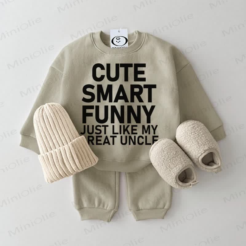 CUTE SMART FUNNY JUST LIKE MY GREAT UNCLE Baby Sweatshirt 2-piece Grey Green Set - Grey Green - 2-3T - image 1