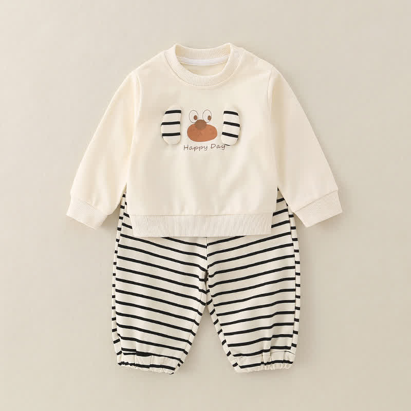 Baby Toddler Boy Animal 2-piece Set - Beige Stripe Dog - 3-5T - image 5