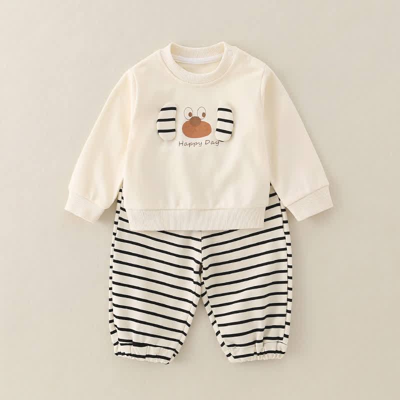 Baby Toddler Boy Animal 2-piece Set - Beige Stripe Dog - 3-5T - image 5