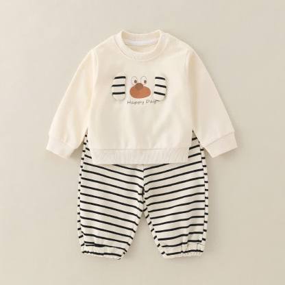 Baby Toddler Boy Animal 2-piece Set - Beige Stripe Dog - 3-5T - image 5