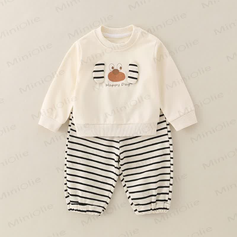Baby Toddler Boy Animal 2-piece Set - Beige Stripe Dog - 3-5T - image 5