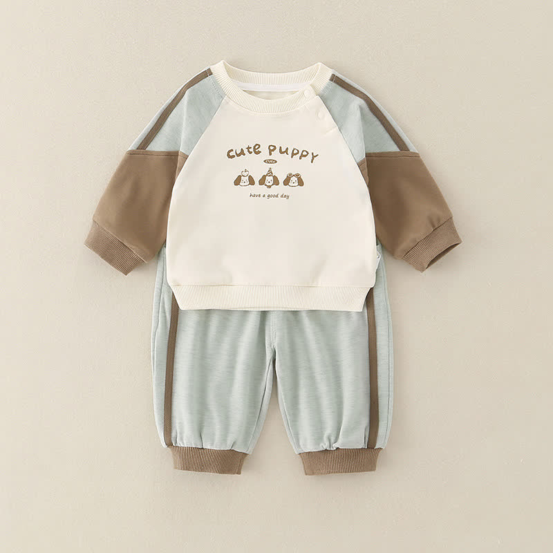 Baby Toddler Boy Animal 2-piece Set - Coffee Green Splicing Dog - 3-5T - image 6