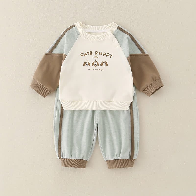 Baby Toddler Boy Animal 2-piece Set - Coffee Green Splicing Dog - 3-5T - image 6