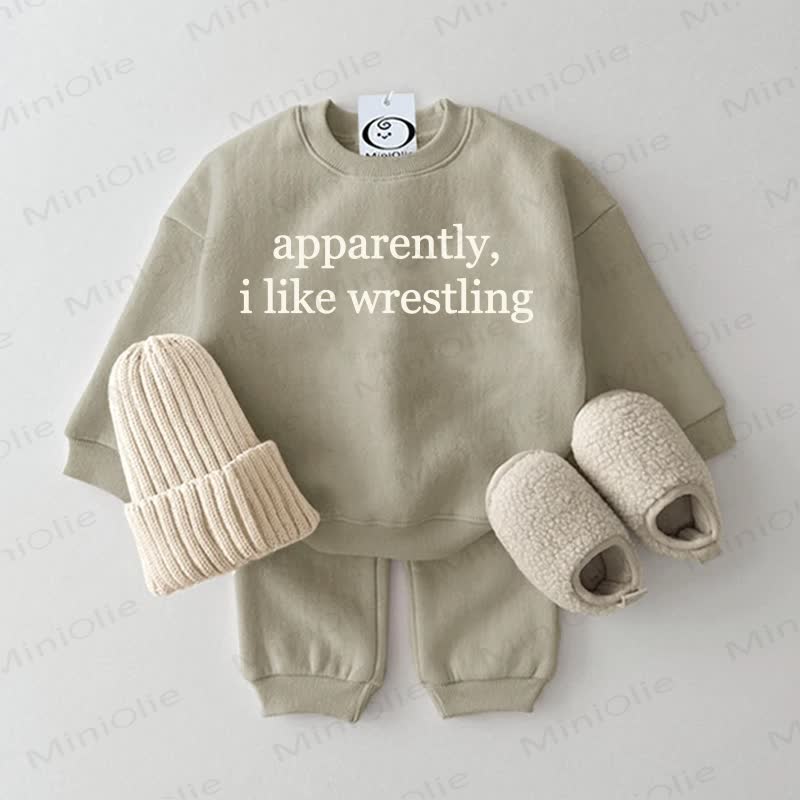 APPARENTLY I LIKE WRESTLING Baby Grey Green 2-piece Set - Grey Green - 2-3T - image 1