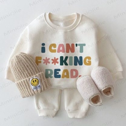 I CAN'T F**KING READ. Baby White Sweatshirt 2-piece Set - White - 2-3T - image 1