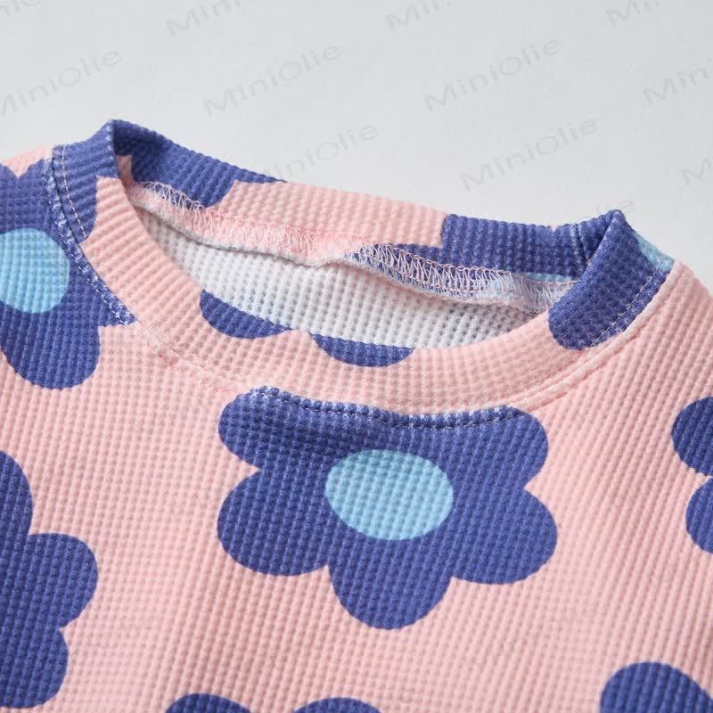 Baby Pink Waffle 2-piece Blue Floral Set - image 5