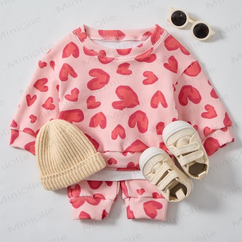 Baby Love Leopard Print Waffle 2-piece Pink Set - image 2