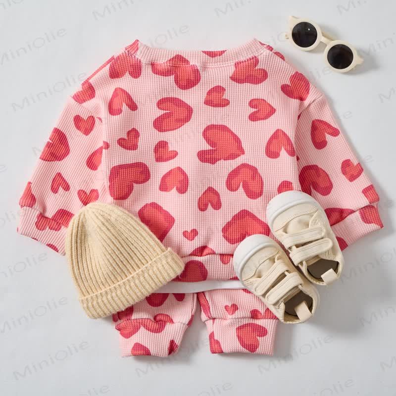 Baby Love Leopard Print Waffle 2-piece Pink Set - image 3