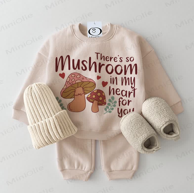 THERE'S SO MUSHROOM IN MY HEART FOR YOU Baby Sweatshirt 2-piece Beige Set - Beige - 2-3T - image 1