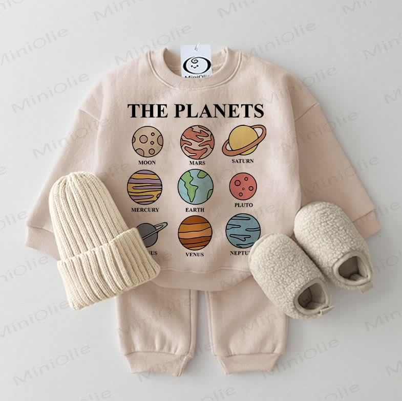THE PLANETS Baby Sweatshirt 2-piece Beige Set - Beige - 2-3T - image 1