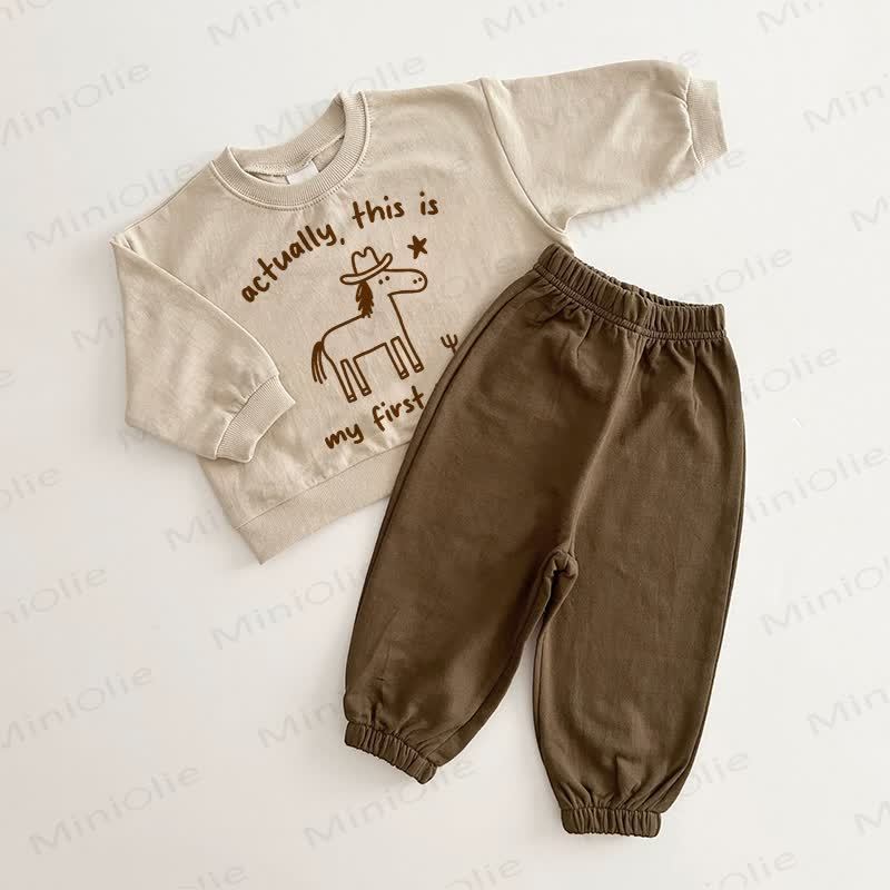 ACTUALLY THIS IS MY FIRST Baby Horse Brown Beige 2-piece Set - Brown Beige - 2-3T - image 1