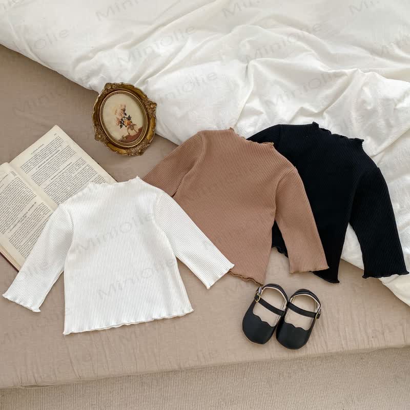 Baby Girl Solid Color Rib T-shirt - image 1