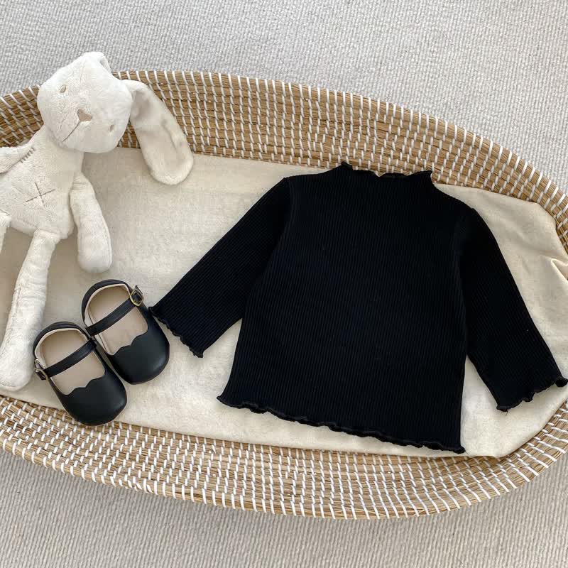 Baby Girl Solid Color Rib T-shirt - Black - 2-3T - image 5