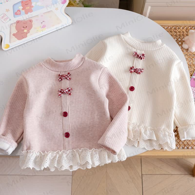 Toddler Girl Bow Lace Knit Top - image 2