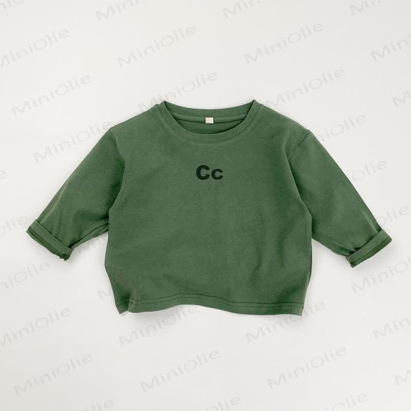 Letter CC Toddler Round Neck Tee - Green - 8Y - image 9