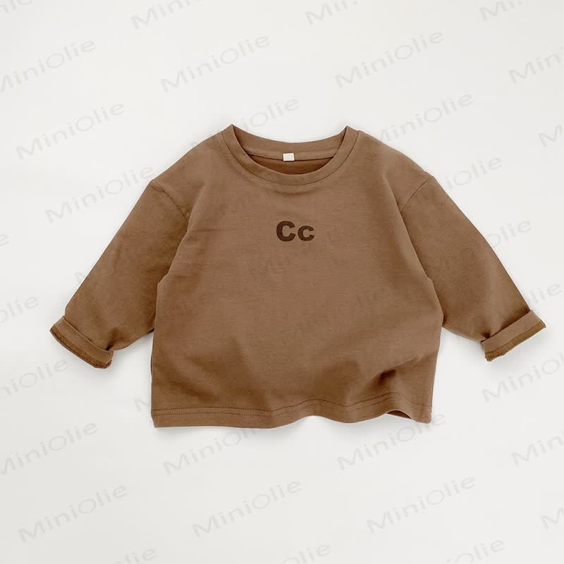 Letter CC Toddler Round Neck Tee - Brown - 8Y - image 8