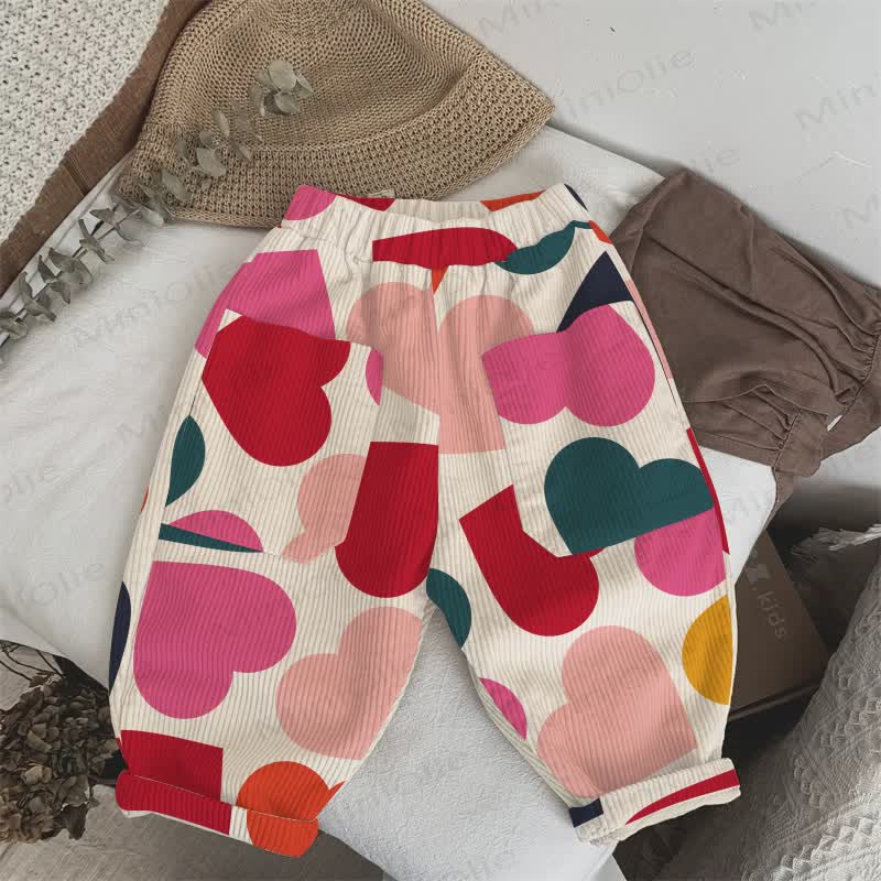 Baby Toddler Colorful Hearts Pants - Beige - 3-5T - image 1