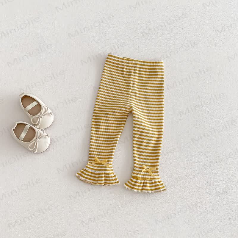 Baby Toddler Girl Lace Top/Bow Leggings - Yellow White Leggings - 3-5T - image 7