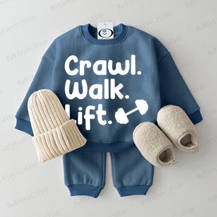CRAWL. WAIK. LIFT. Baby Blue Sweatsuit 2-piece Set - Blue - 2-3T - image 1