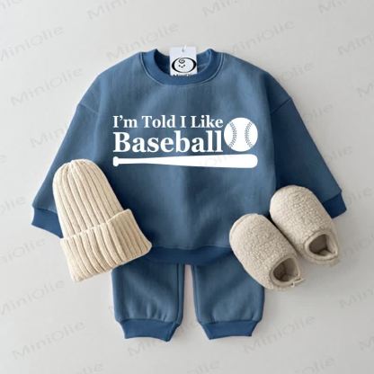 I'M TOLD I LIKE BASEBALL Baby Sweatshirt 2-piece Blue Set - Blue - 2-3T - image 1