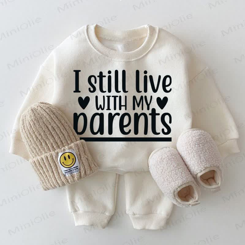 I STILL LIVE WITH MY PARENTS Baby White Sweatshirt 2-piece Set - White - 2-3T - image 1
