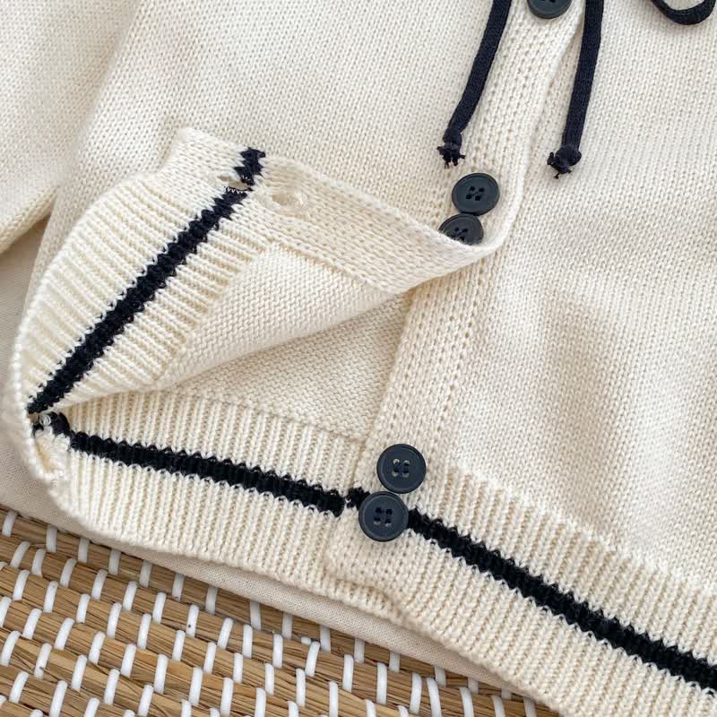 Baby Toddler Girl Knit Bow Cardigan/Black Pants/Stripe Pants - image 7