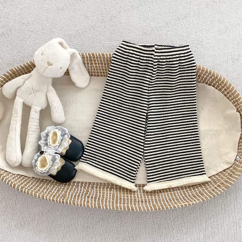 Baby Toddler Girl Knit Bow Cardigan/Black Pants/Stripe Pants - Stripe Pants - 5-7T - image 6