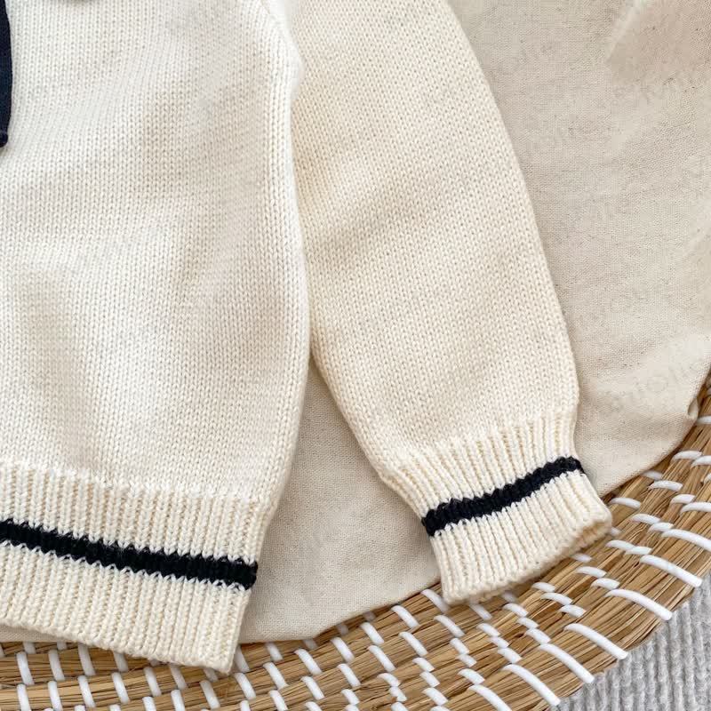 Baby Toddler Girl Knit Bow Cardigan/Black Pants/Stripe Pants - image 10