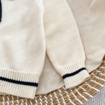 Baby Toddler Girl Knit Bow Cardigan/Black Pants/Stripe Pants - image 10