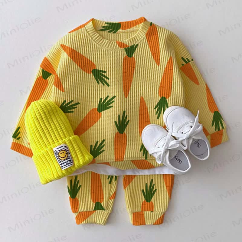 Baby Carrots Yellow Waffle 2-piece Set - Yellow - 2-3T - image 1