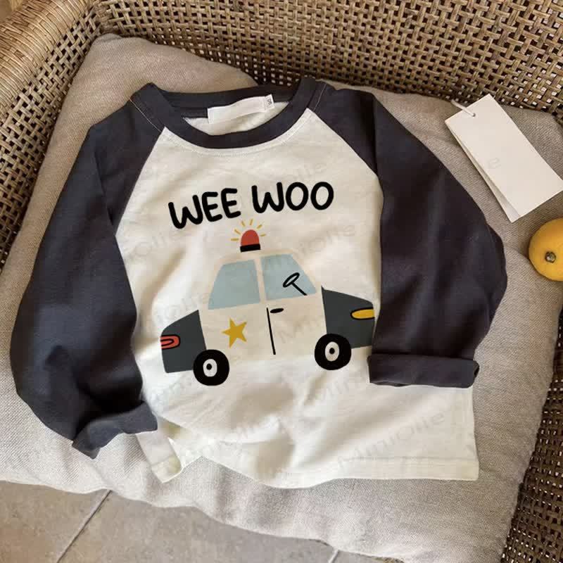 WEE WOO Baby Car Dark Gray Raglan T-shirt - Drak Gray - 2-3T - image 1