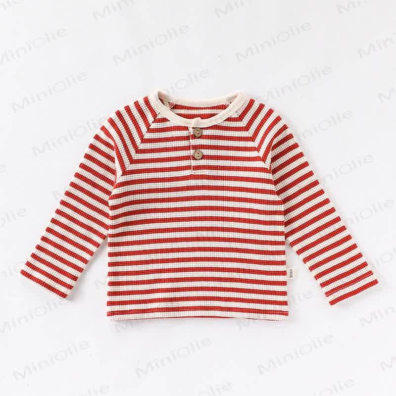 Baby Toddler Striped Cotton T-shirt - Red - 5-7T - image 4
