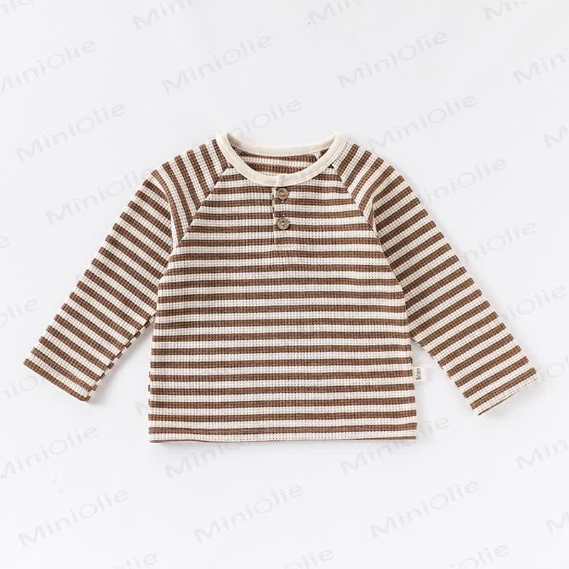 Baby Toddler Striped Cotton T-shirt - Brown - 5-7T - image 3