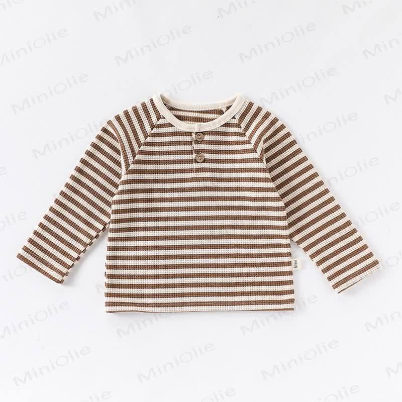 Baby Toddler Striped Cotton T-shirt - Brown - 5-7T - image 3