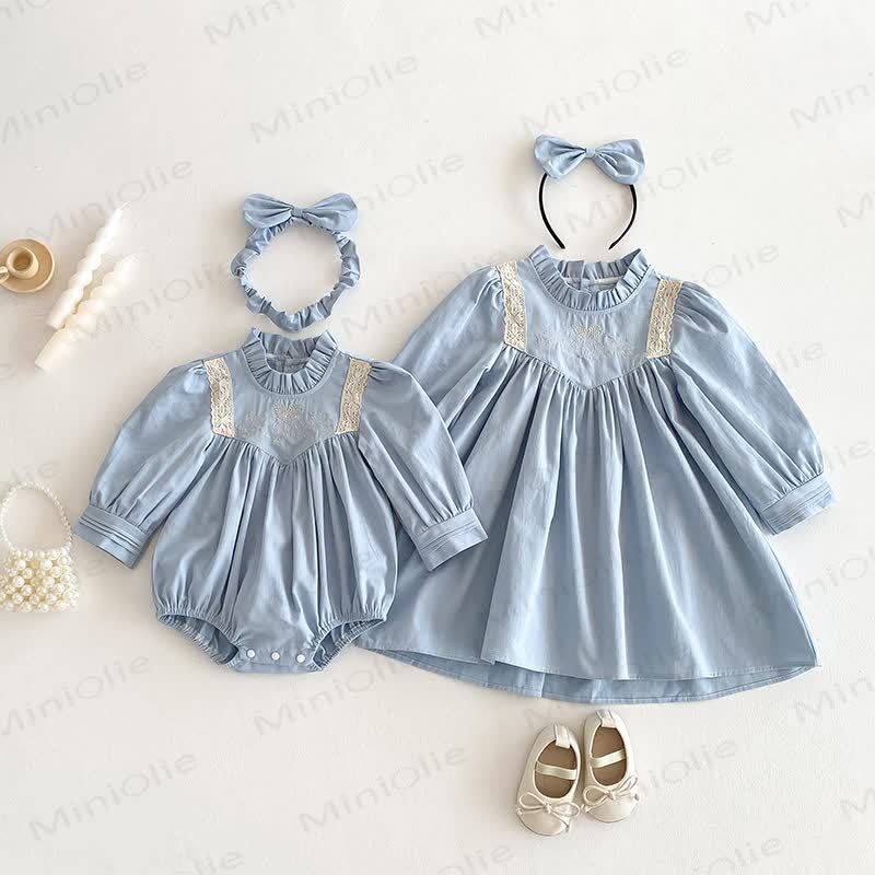 Baby Toddler Girl Bow Lace Flower Dress/ Bodysuit - image 2