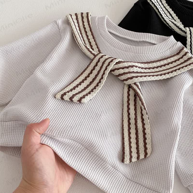 Baby Toddler Solid Color Stripe Shawl 2-piece Set - image 8