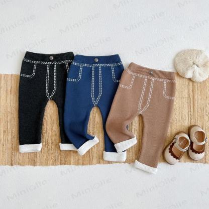 Baby Solid Color Knit Leggings - image 1
